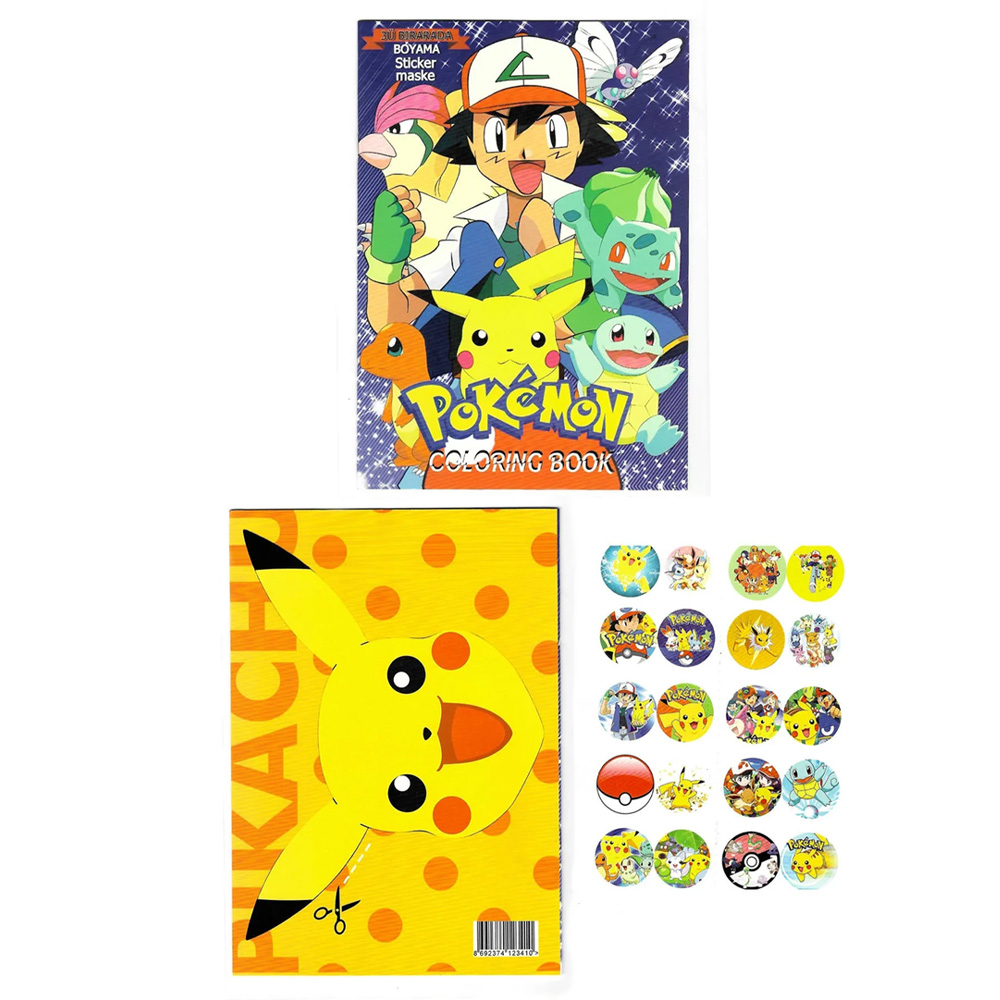 Pokemon Sticker + Maskeli Boyama Kitabı