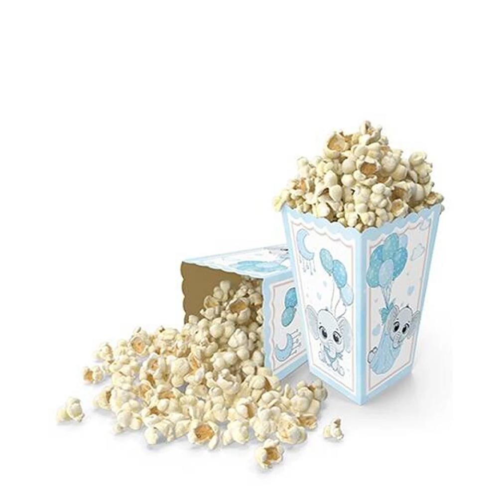 Sevimli Fil Konseptli Mavi Renk 5’li Popcorn Kutusu