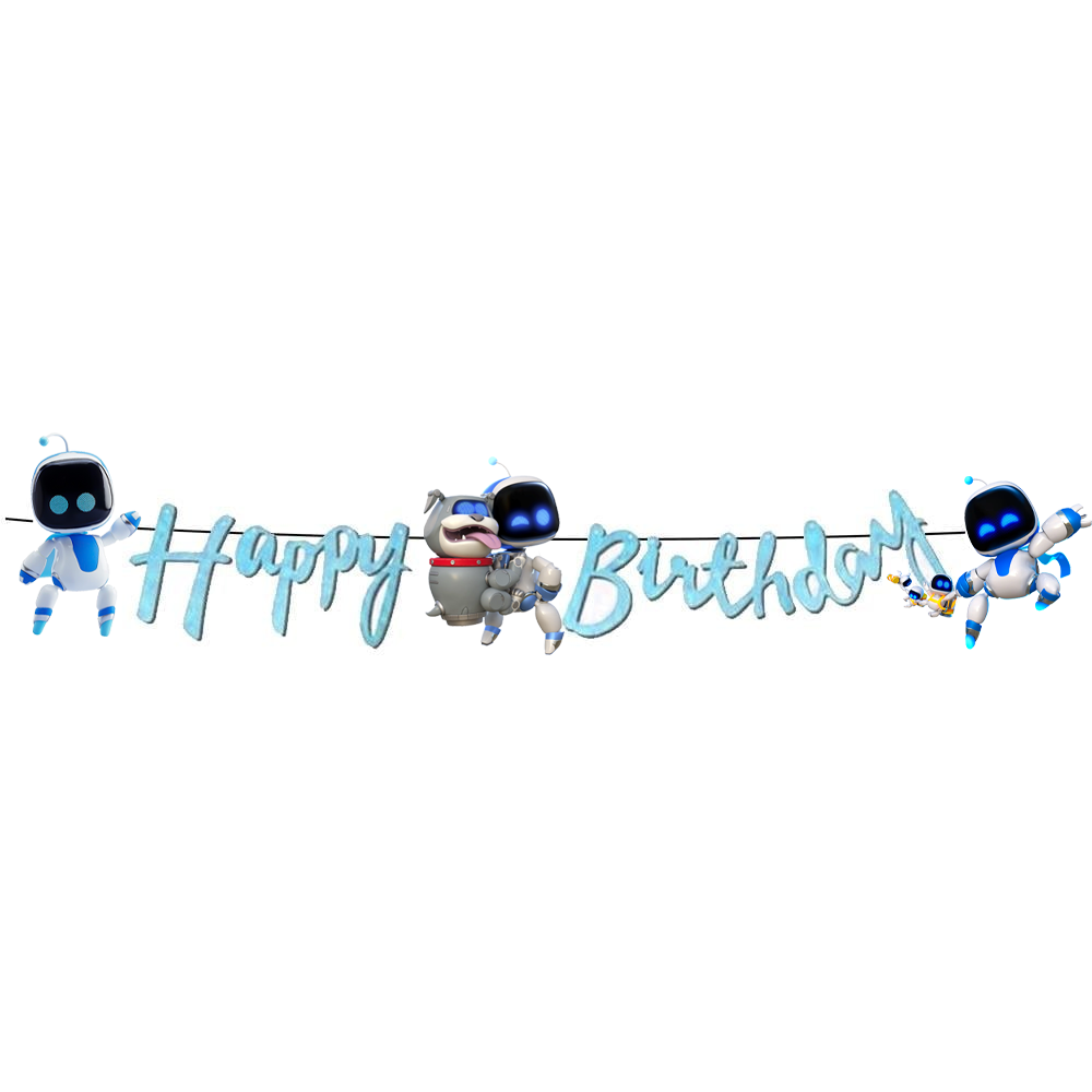 Astro Bot Temalı Happy Birthday Kaligrafi Banner
