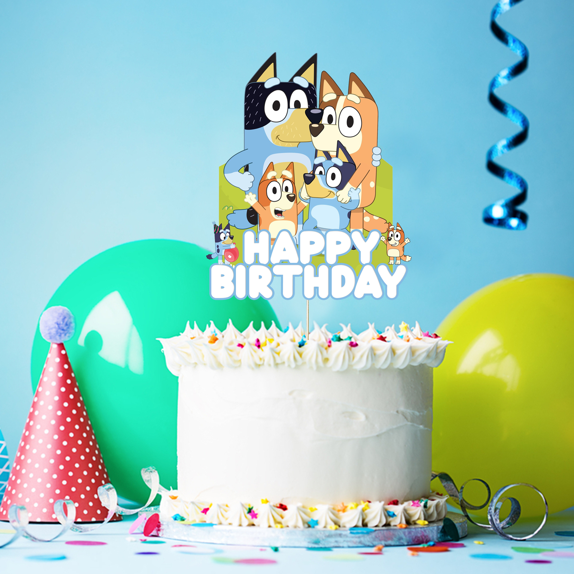 Bluey Konsepti Happy Birthday Pasta Süsü