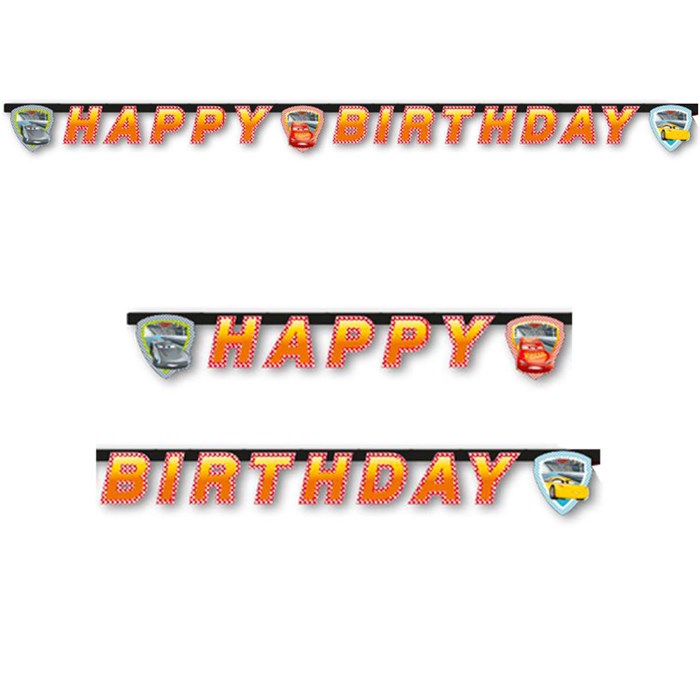 Cars Temalı Happy Birthday Banner