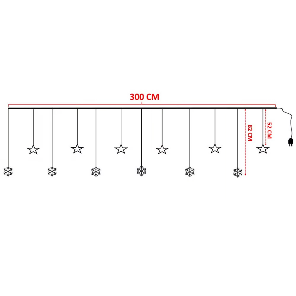 Kar Tanesi Saçaklı Dekoratif Gün Işığı Led 3 Metre