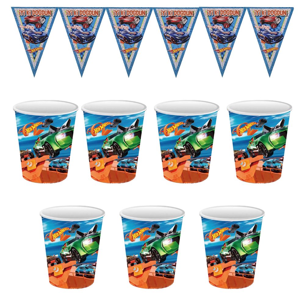 Hot Wheels Konseptli 8 Kişilik Parti Seti