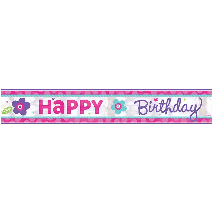 Pembe Turkuaz Happy Birthday Folyo Afiş 762cm