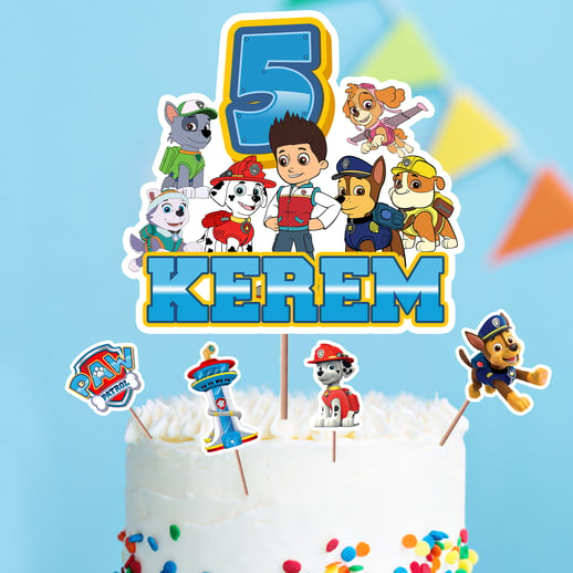 Kişiye Özel Paw Patrol Pasta Süsü Seti