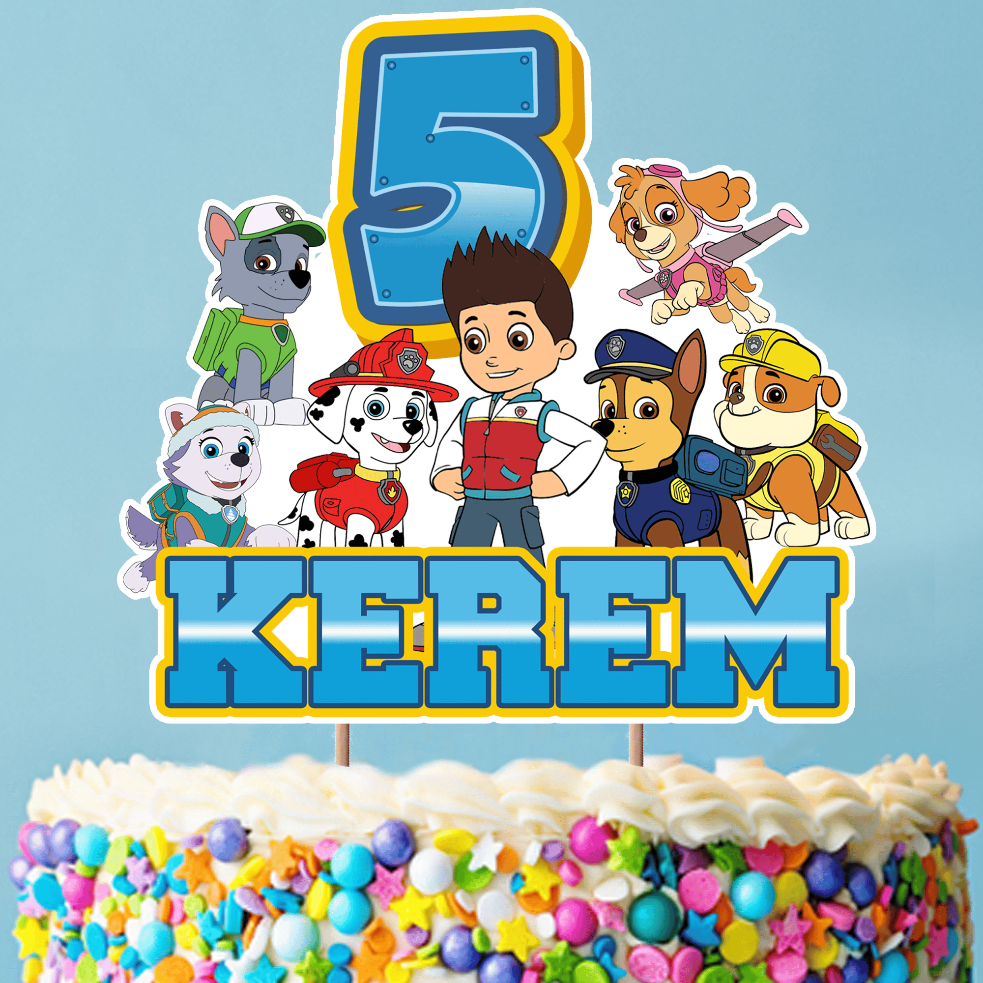Kişiye Özel Paw Patrol Pasta Süsü Seti