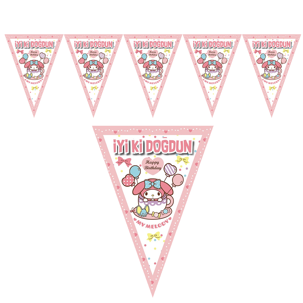 My Melody Temalı İyi Ki Doğdun Flama Bayrak Set