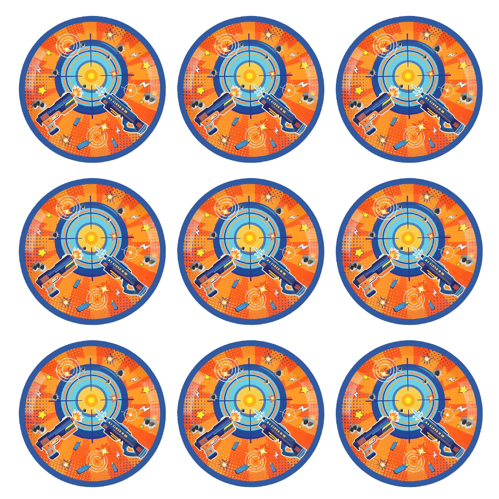 Dart Gun Temalı Yuvarlak Çıkartma 10’lu