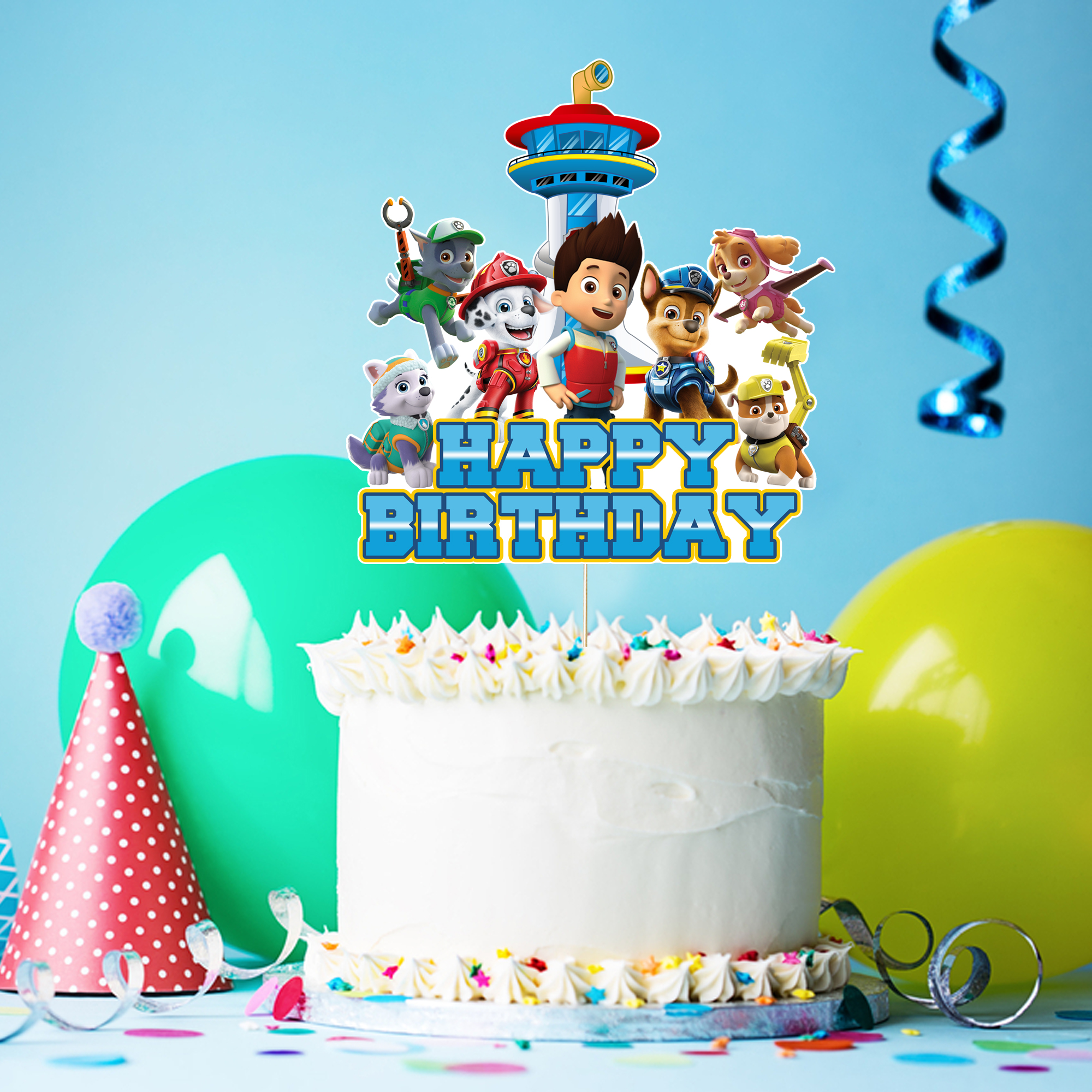 Paw Patrol Temalı Happy Birthday Pasta Süsü