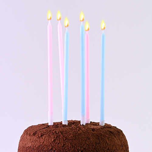 Mavi Pembe Makaron Çubuk Mum 6’lı