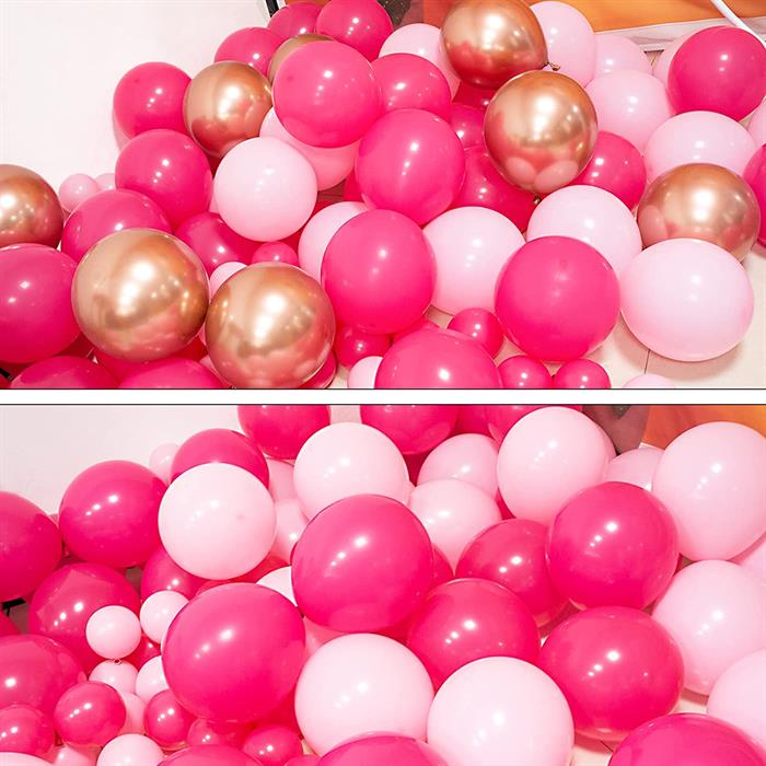 Fuşya Pembe Rose Gold Krom Balon Zincir Seti