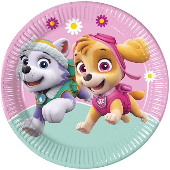 Paw Patrol Temalı Pembe Karton Tabak 23 cm