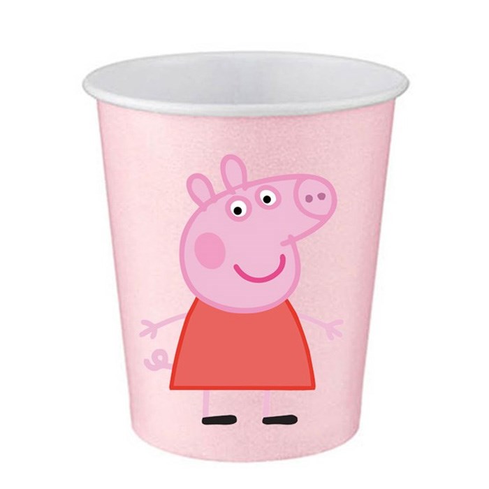 Peppa Pig Temalı Sticker Pembe Bardak - 5 Adet