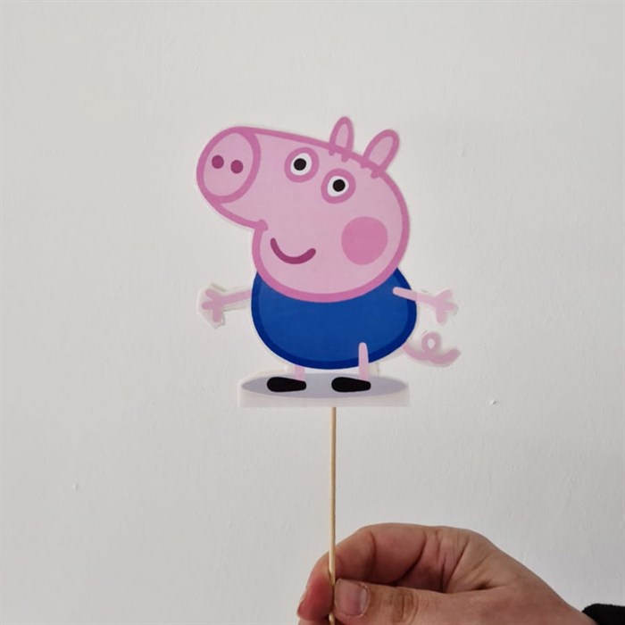 Peppa Pig Temalı Mavi Çubuklu Maket Süs