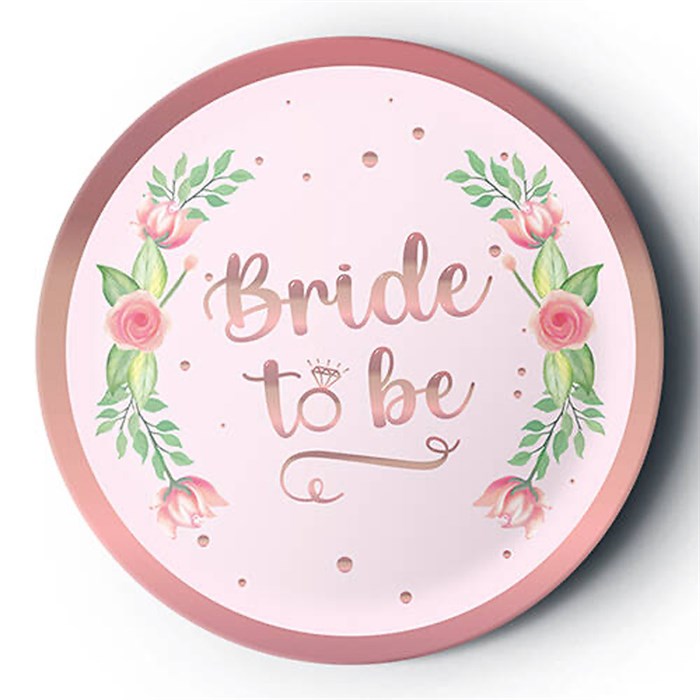 Rose Yaldızlı Bride to Be Temalı Tabak 8’li