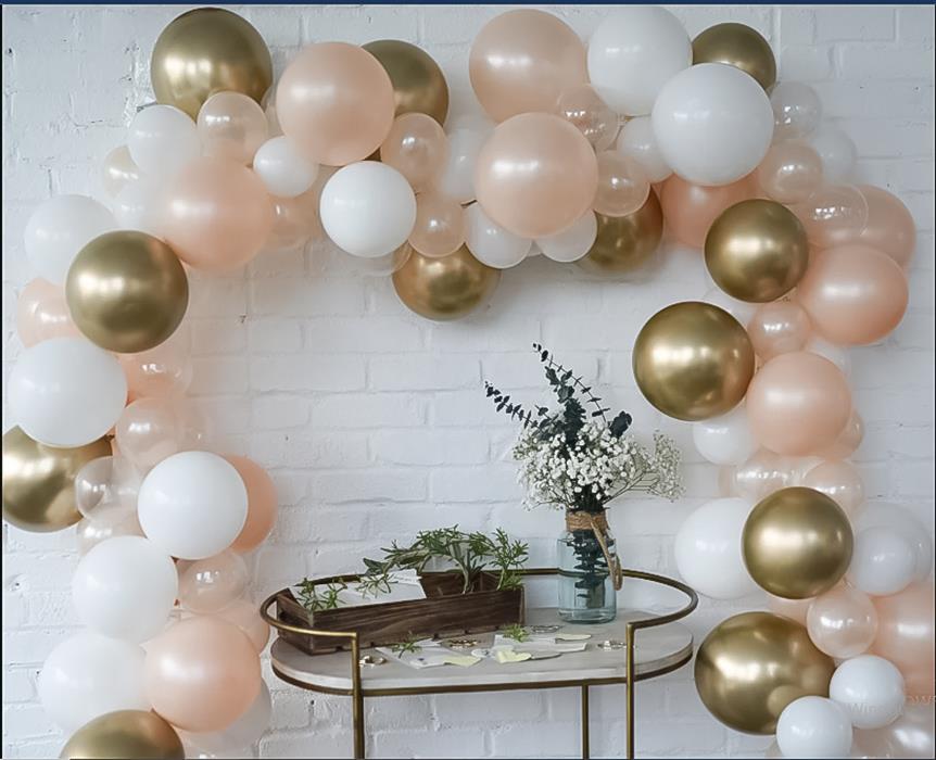 Beyaz Rose Gold Krom Balon Zincir Seti