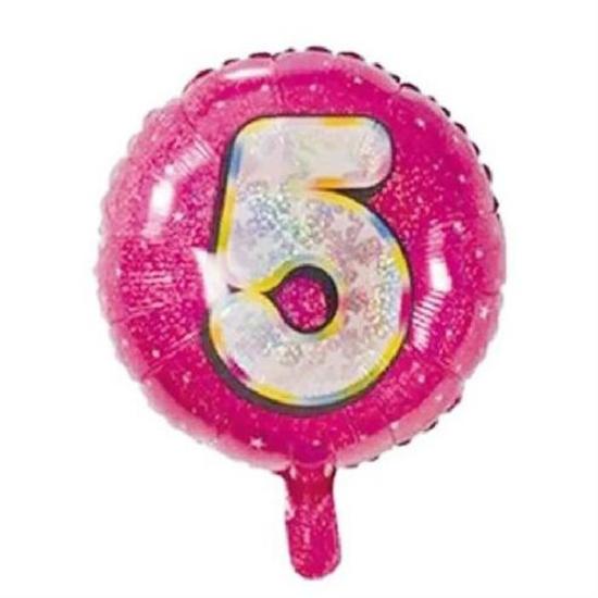 5 Rakam Pembe Yuvarlak Folyo Balon - 45 cm