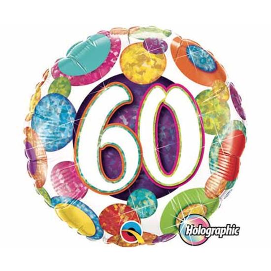 60 Yaş Konseptli Renkli Yuvarlak Folyo Balon
