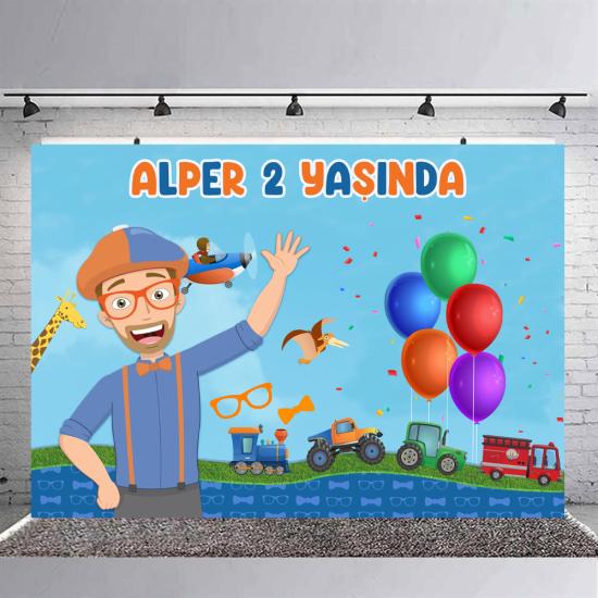 Blippi Konsepti Kişi Özel Doğum Günü Afişi