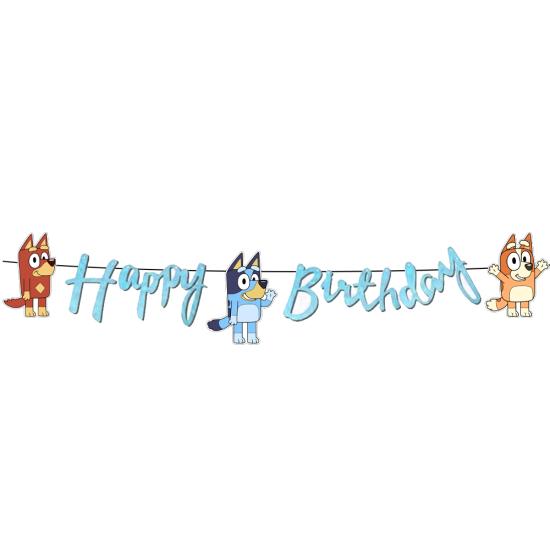 Bluey Temalı Happy Birthday Kaligrafi Banner