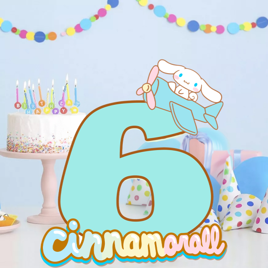 Cinnamoroll Temalı 6 Rakam Dekor Pano