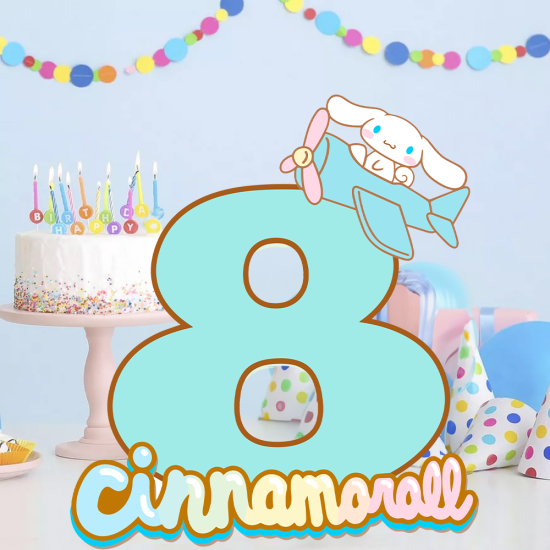 Cinnamoroll Temalı 8 Rakam Dekor Pano