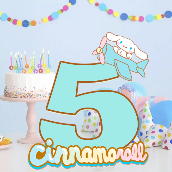 Cinnamoroll Temalı 5 Rakam Dekor Pano