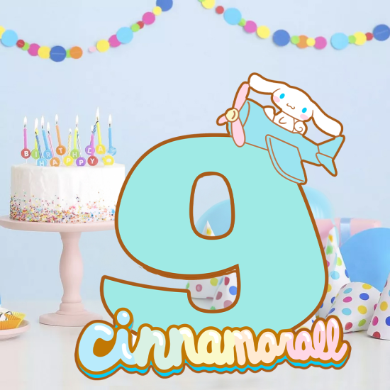 Cinnamoroll Temalı 9 Rakam Dekor Pano