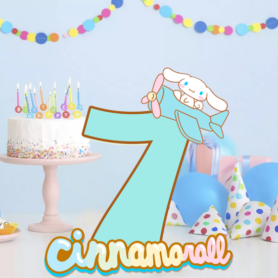 Cinnamoroll Temalı 7 Rakam Dekor Pano