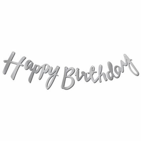 Gümüş Happy Birthday Kaligrafi Banner