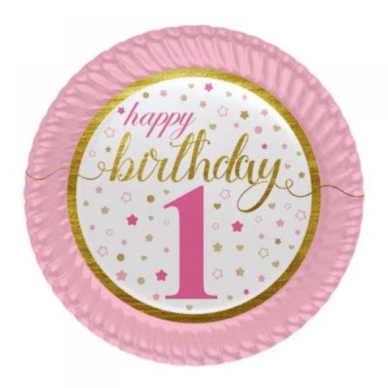 1 Yaş Kız Doğum Günü Happy Birthday Yıldızlı Tabak