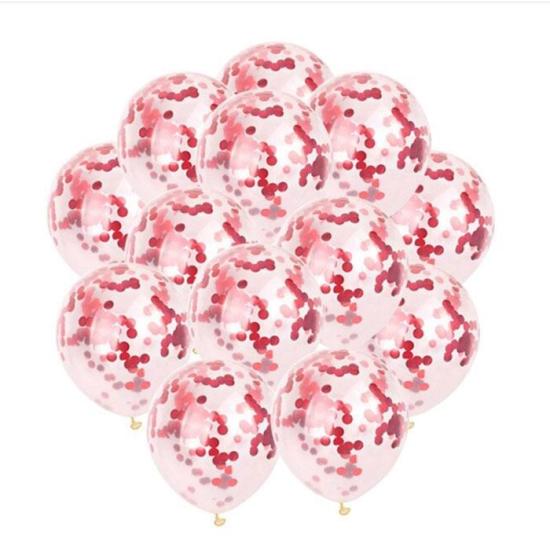 Şeffaf Kırmızı Konfetili Balon Seti 5’li