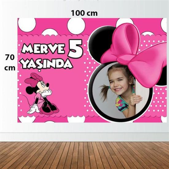 Kişiye Özel Minnie Mouse Temalı Doğum Günü Afişi