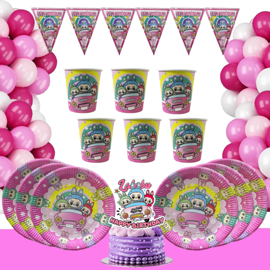 Labubu Temalı 8 Kişilik Doğum Günü Seti