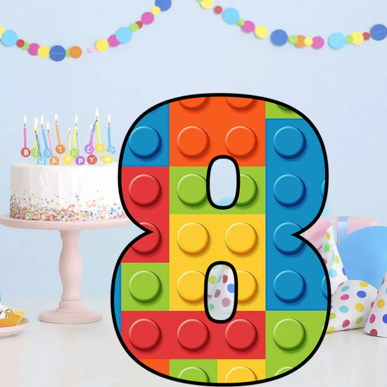 Block Temalı 8 Rakam Dekor Pano