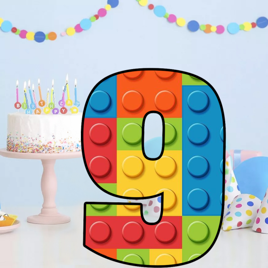 Block Temalı 9 Rakam Dekor Pano