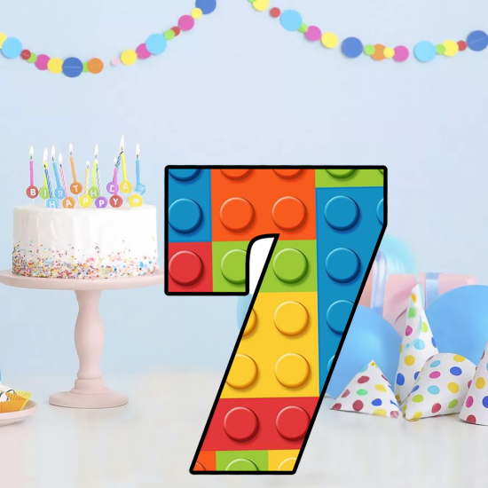Block Temalı 7 Rakam Dekor Pano