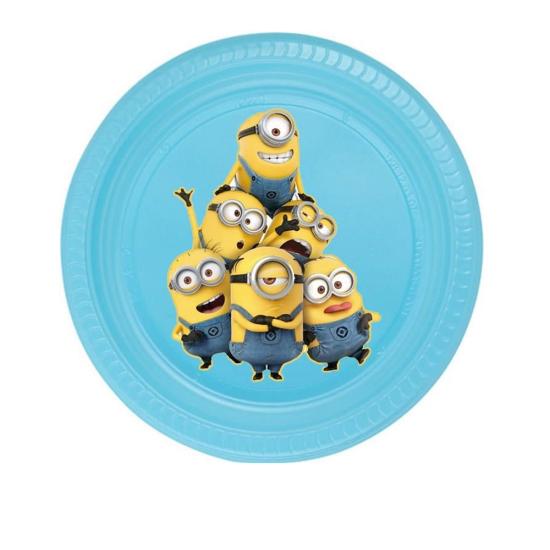 Minions Konseptli Mavi Plastik Tabak 5 Adet