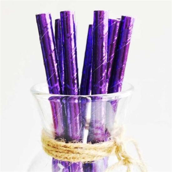 Mor Parlak Kağıt Pipet 25’li