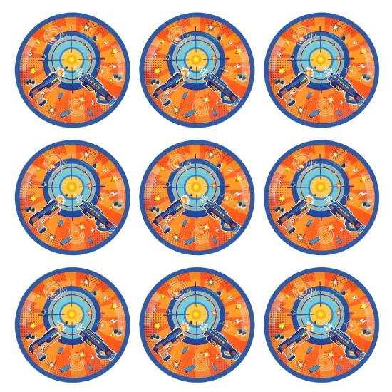 Dart Gun Temalı Yuvarlak Çıkartma 10’lu