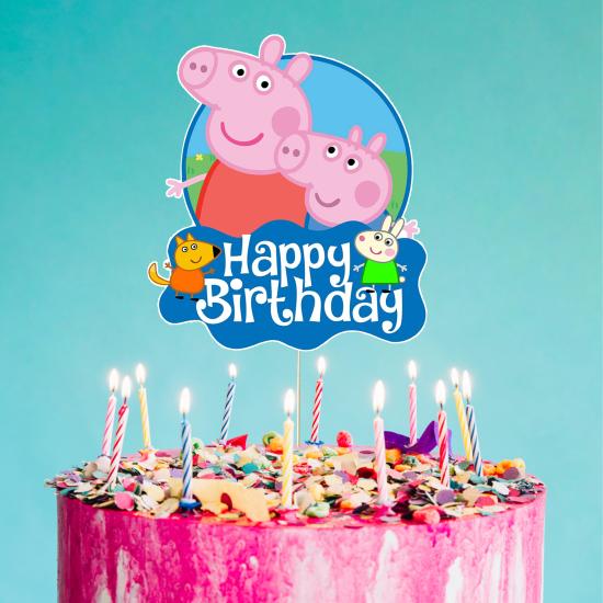 Peppa Pig Konsepti Happy Birthday Pasta Süsü