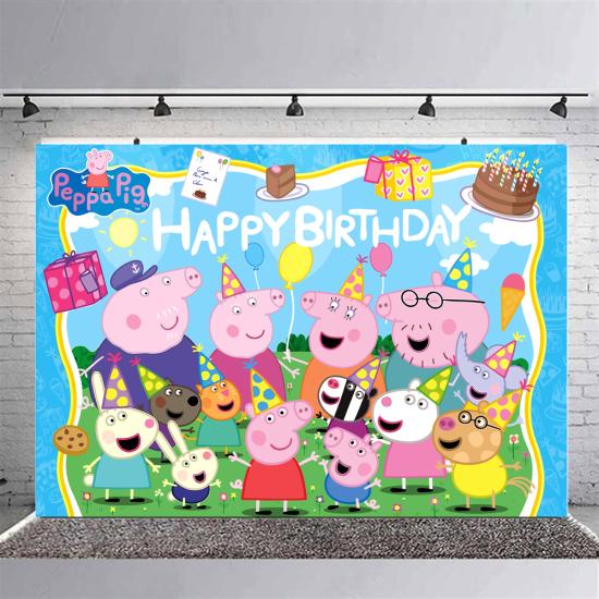 Peppa Pig Konsepti Doğum Günü Branda Afiş