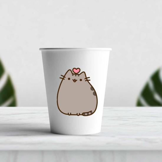Pusheen Temalı Beyaz Karton Bardak