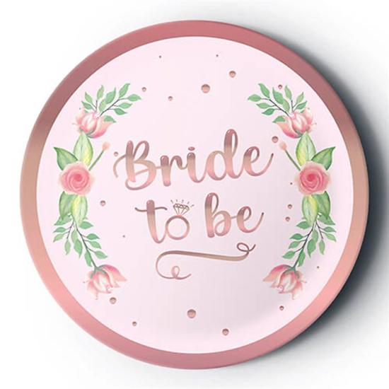 Rose Yaldızlı Bride to Be Temalı Tabak 8’li