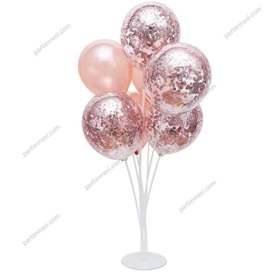 Rose Gold Renk Konfetili Şeffaf Balon Standı