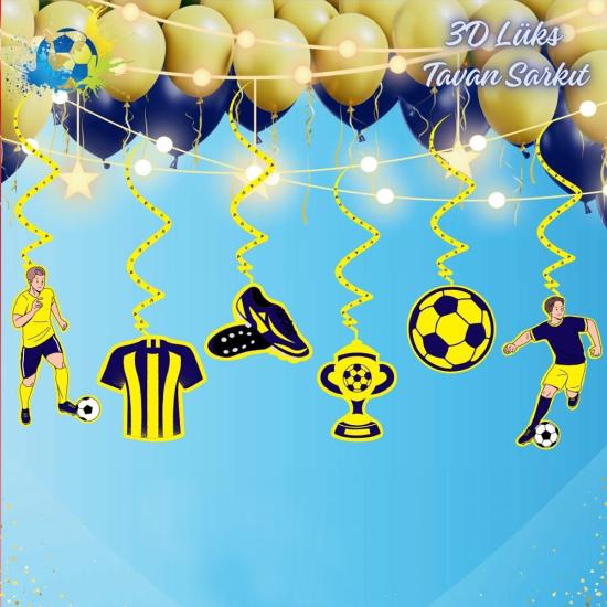 Sarı Lacivert Futbol Temalı Asma Süs Seti 6’lı