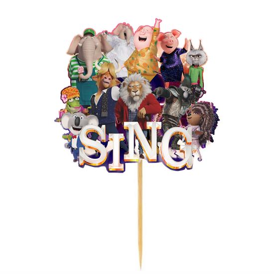 Sing 2 Konseptli Çubuk Maket Pasta Süsü