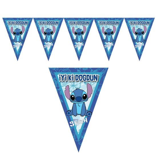 Stitch Temalı İyi Ki Doğdun Flama Bayrak