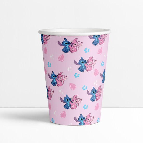 Stitch Pembe Konsepti Karton Bardak 8 Adet