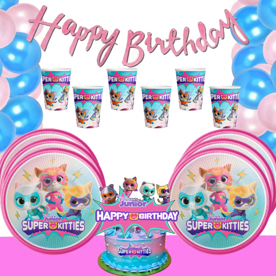 Super Kitties Temalı 16 Kişilik Doğum Günü Seti